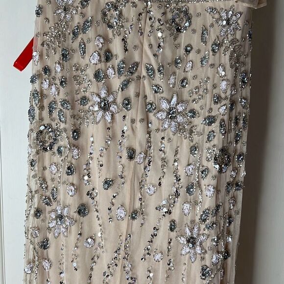 Mac Duggal Embellished One Shoulder Draped Gown 93635 Ivory Size 10 Nwt - Picture 9 of 11